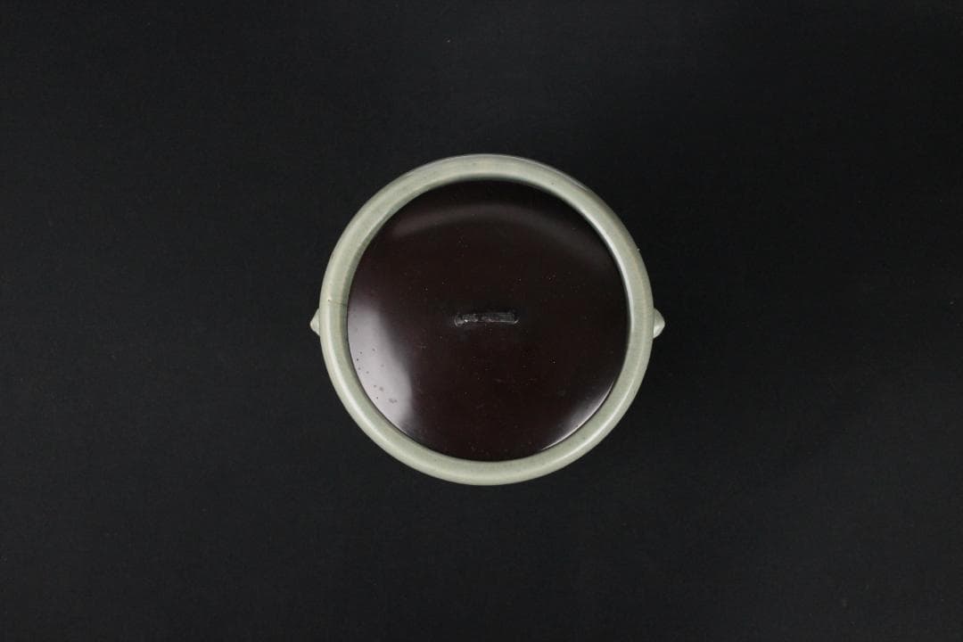 唐物　明～清　七官青磁　青瓷　耳付水指　茶道 　龍泉窯　FJ21-4