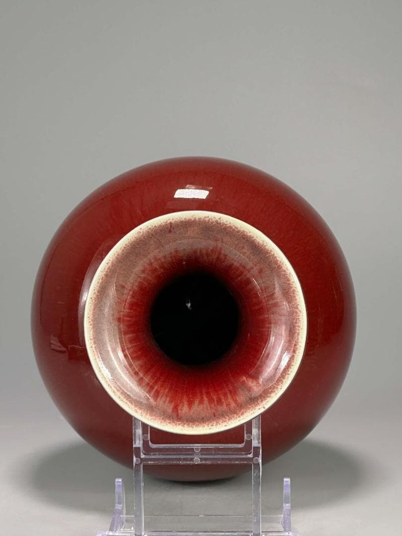 中国美術　中国景徳鎮製 　在銘　辰砂大花瓶　紅釉賞瓶　花入花器　華道具　時代物