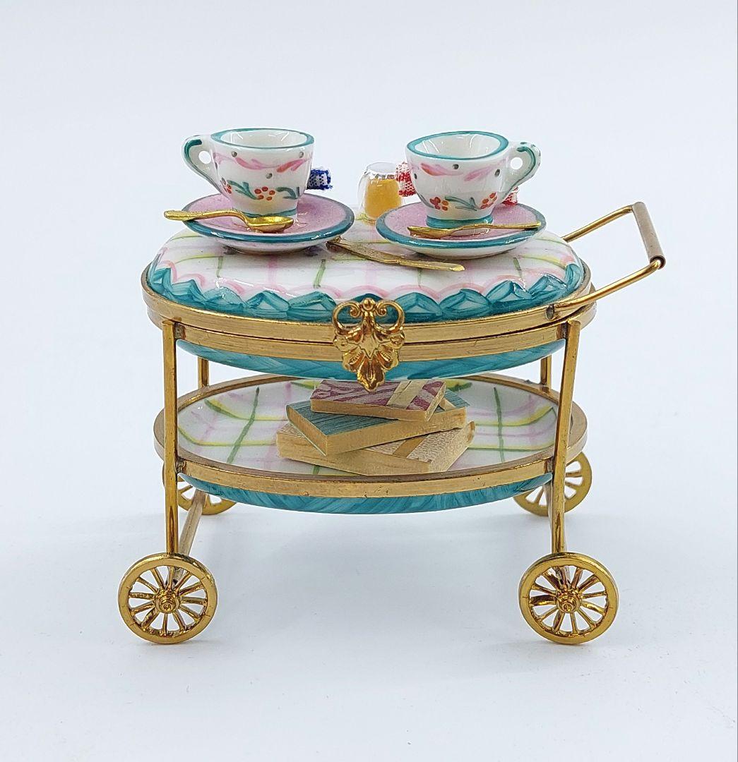 リモージュボックス 磁器 真鍮 ブレックファースト キッチンワゴン フランス