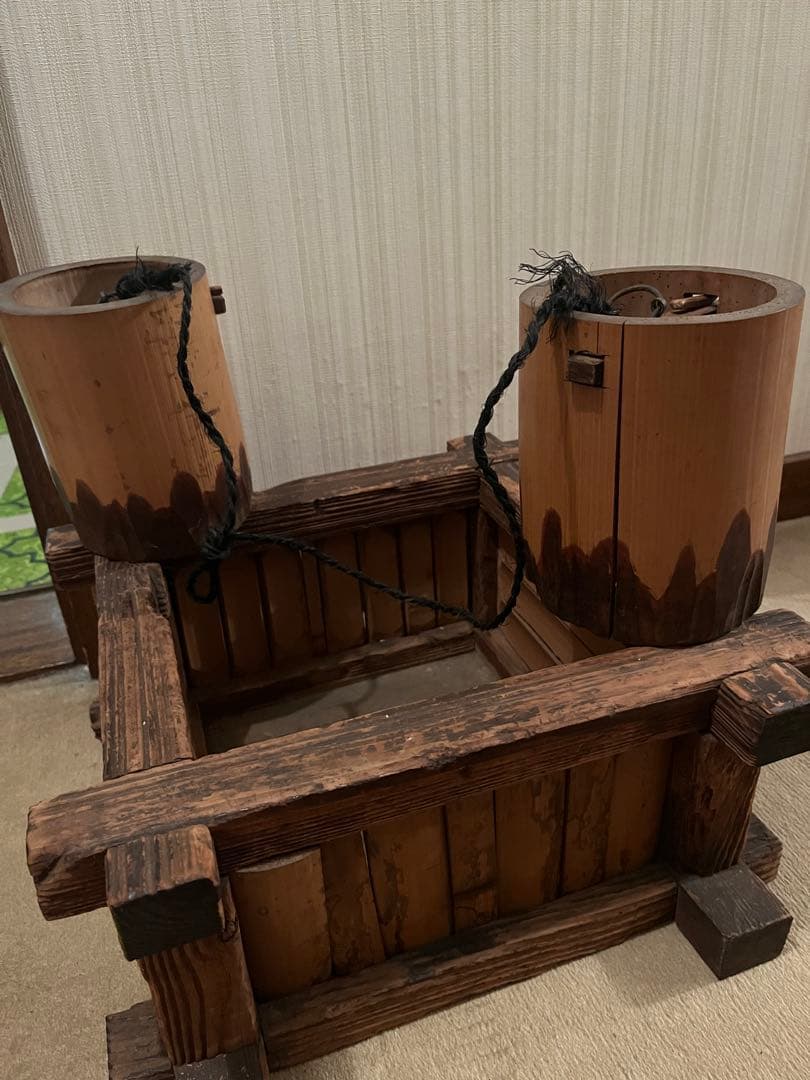 激レアアンティーク　井戸桶　井戸のオブジェ　茶道具　茶室　つるべ井戸　手汲井戸