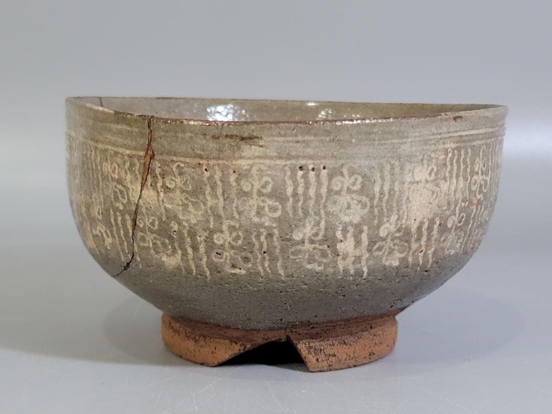 茶道具 三嶋茶碗 時代物 古美術 DT413