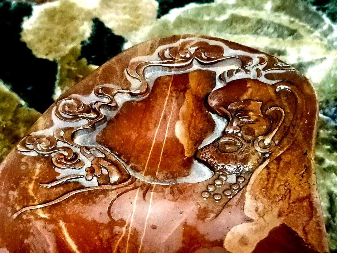 ♥中国　硯　古硯　赤糸硯　桐箱付き　骨董品　墨　筆　書道具