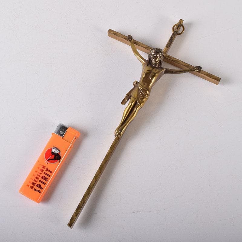 西ドイツ　銅製　キリスト磔刑像　クロス　十字架　C　7763