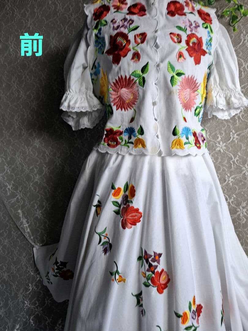 フォークダンス花柄刺繍ベスト&スカートセット