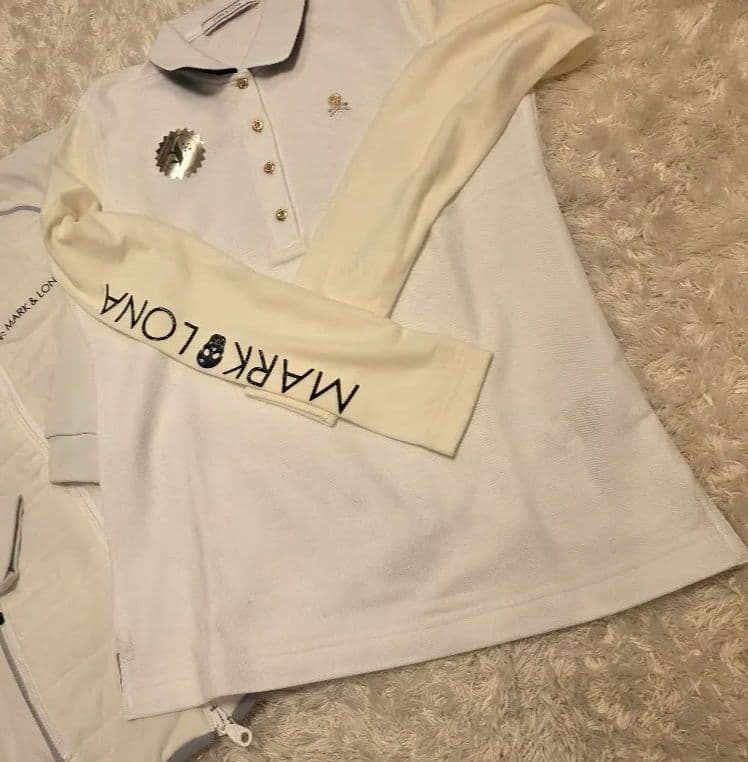 新品MARK & LONA ホワイト長袖ポロシャツ M