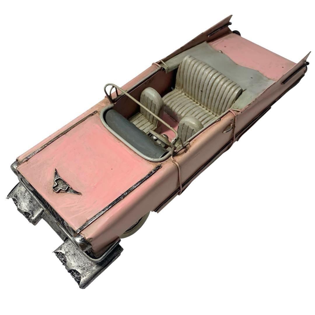 ブリキ　オープンカー　キャデラック　アメリカン　ピンク　インテリア　車
