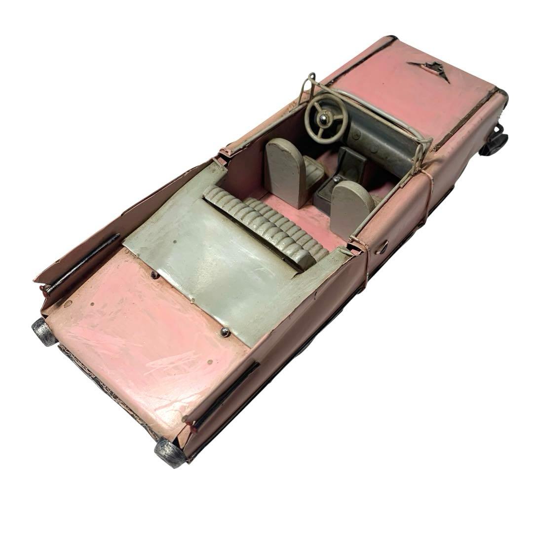 ブリキ　オープンカー　キャデラック　アメリカン　ピンク　インテリア　車