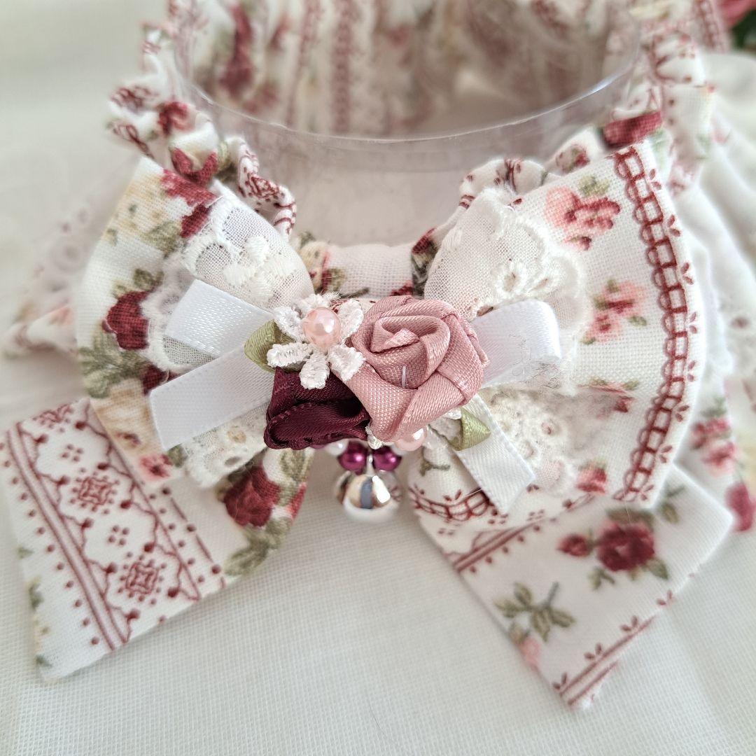 幅広シュシュ(ボーダーローズ)わんちゃん猫ちゃん用