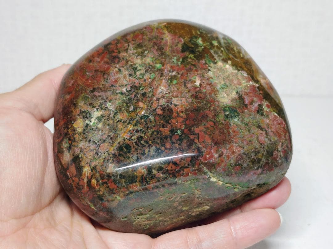 錦石 804g 津軽産 紋石 ジャスパー 碧玉 鑑賞石 原石 自然石誕生石 水石