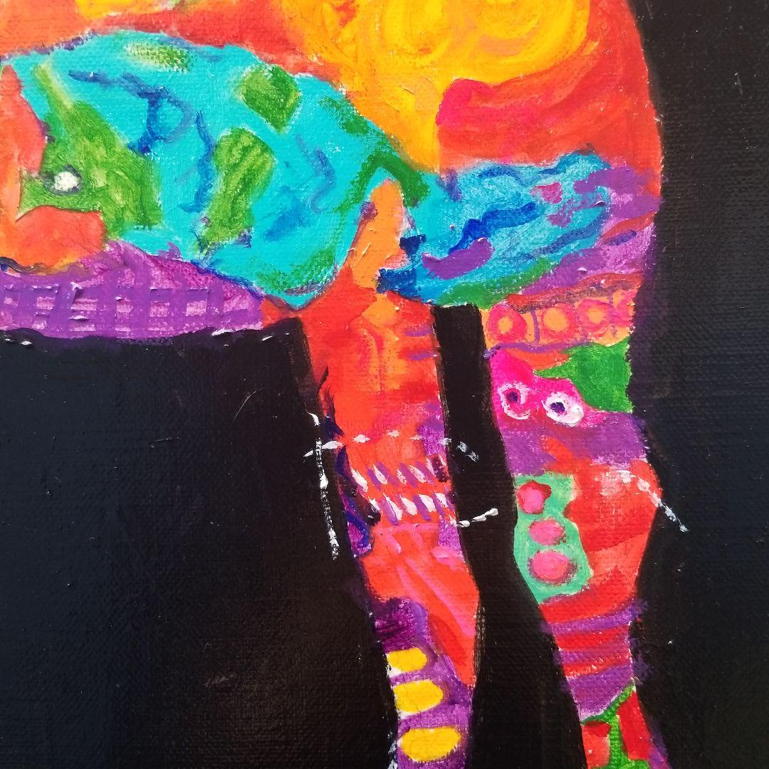 油絵　専用　大好きな馬に乗る鳥