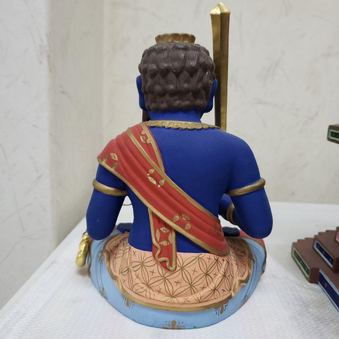 Ｂフライデー蔵出し特価★極彩色 不動明王座像4寸 瑟瑟座★お不動さん火の鳥火炎