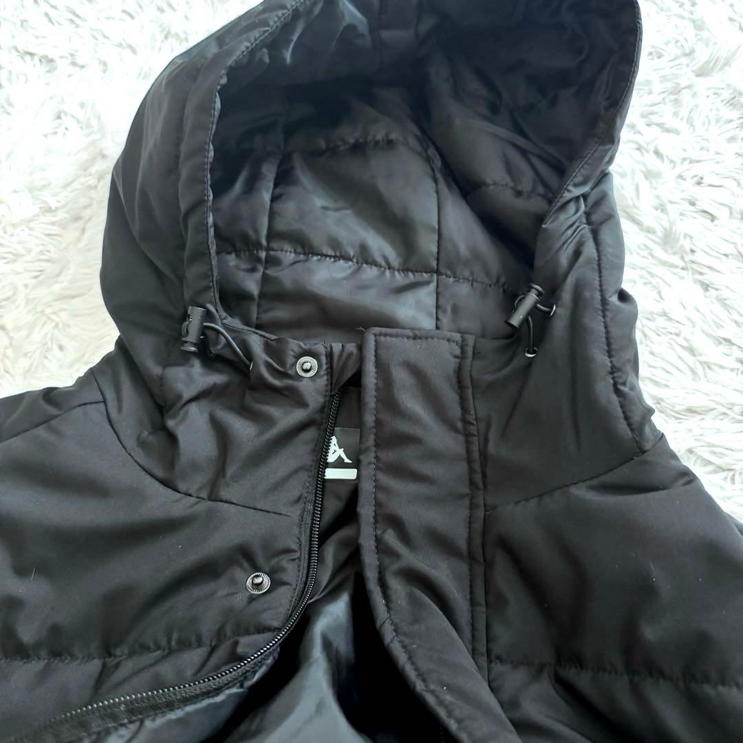 【カッパ／Kappa】ロング中綿コート フード付き ブラック LL ベンチコート