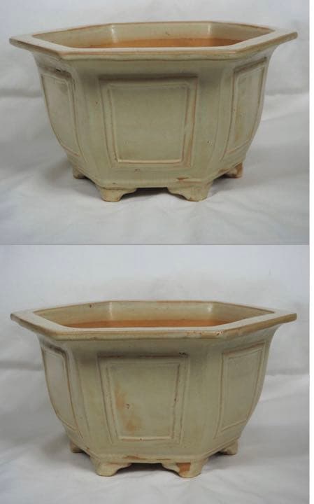 送料無料　民国宜興白泥/段泥大花鉢　『銭建英造』款　幅31.5ｃｍ中国古玩骨董