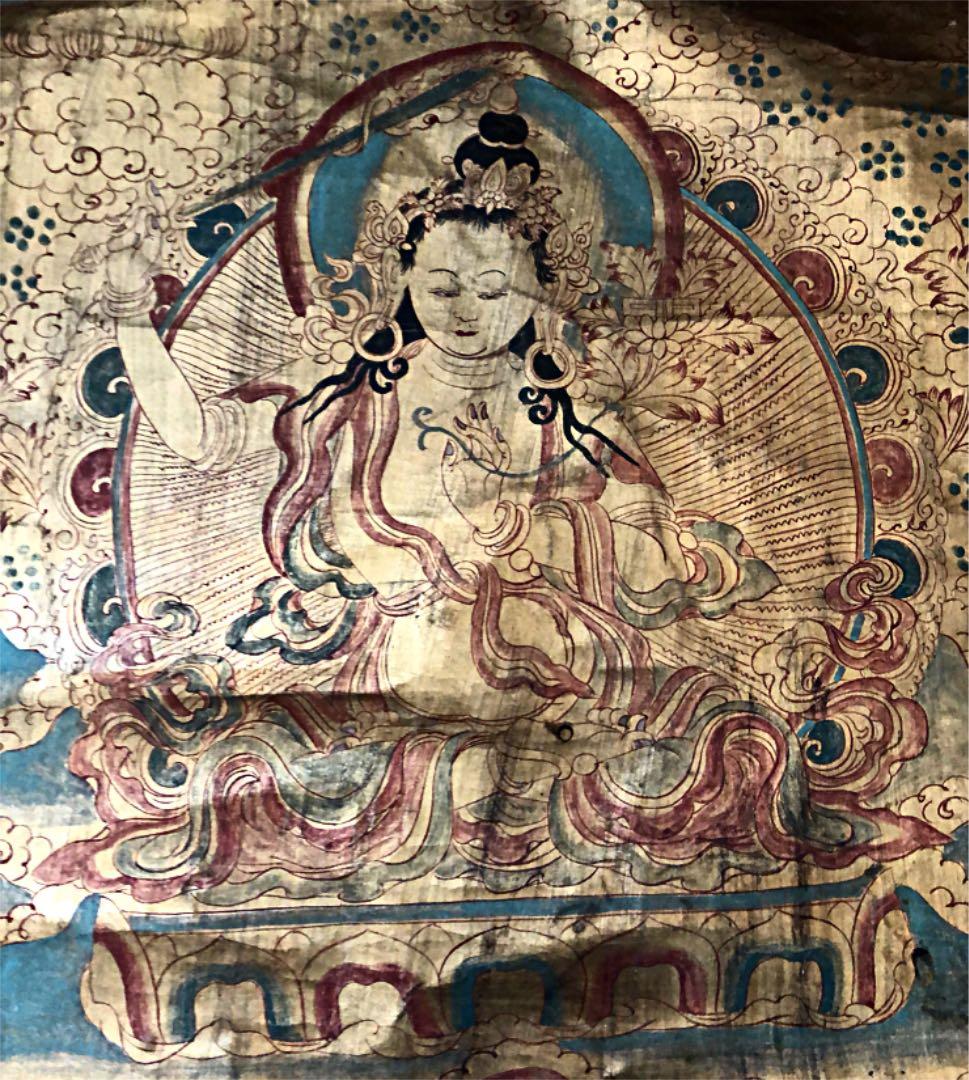 ① 中国 仏教美術 唐物 明代 分院 伝世品 曼荼羅 古玩 タンカ 如来菩薩