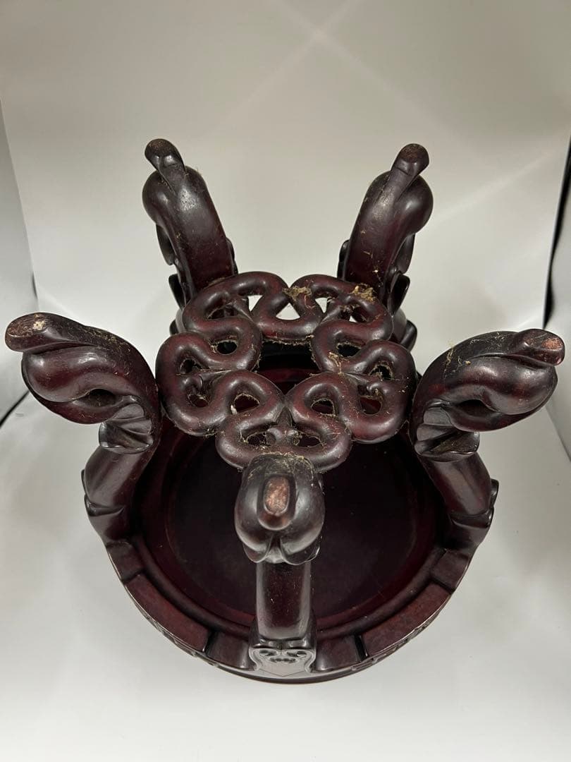 極上 古美術　清朝　紫檀台　物置 倉庫整理品F--3