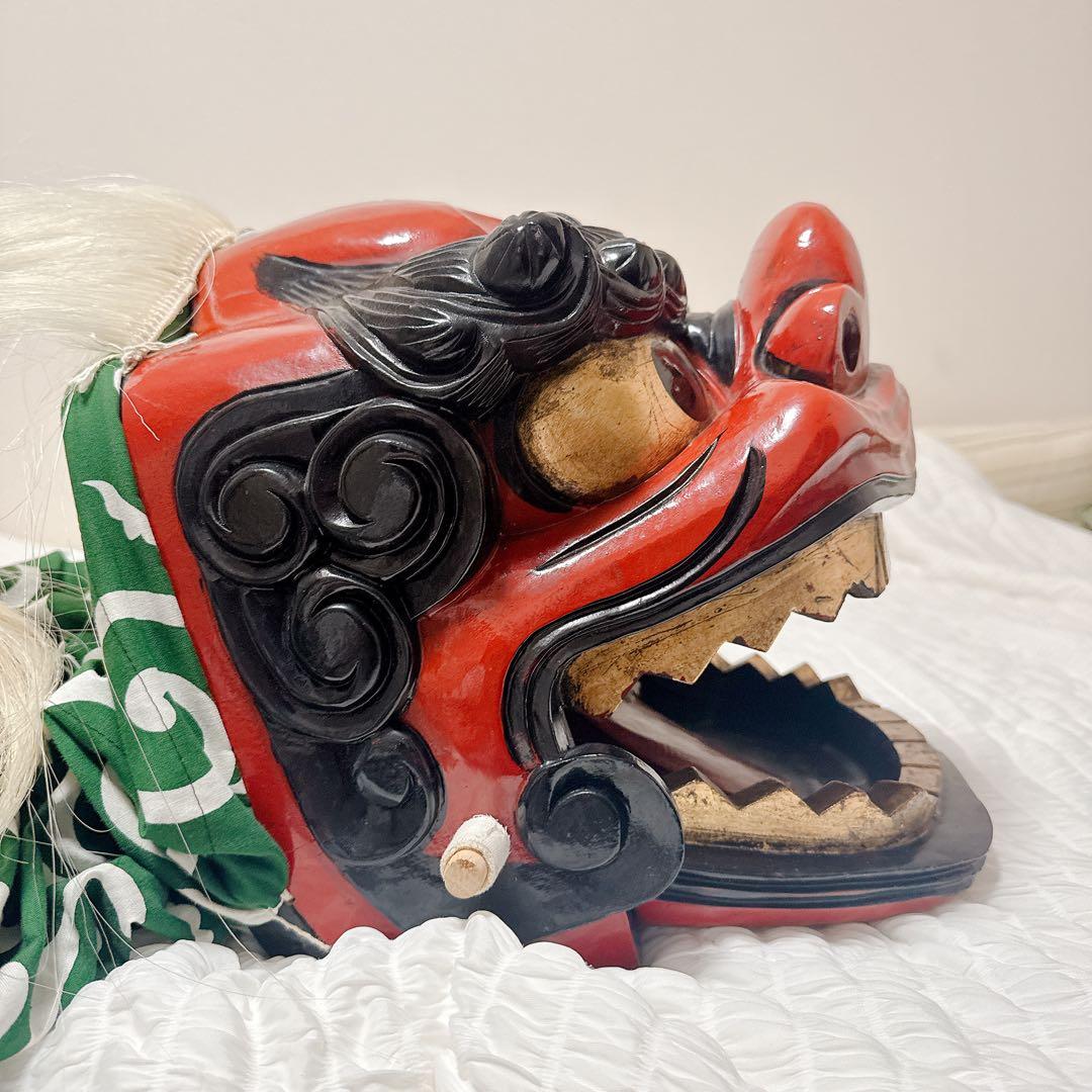 最終値下げ【約36cm】獅子舞　獅子頭　木彫　神楽 厄除け 魔除け