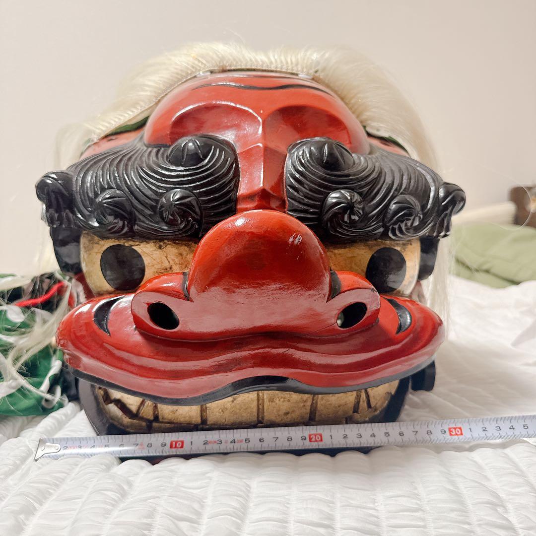 最終値下げ【約36cm】獅子舞　獅子頭　木彫　神楽 厄除け 魔除け