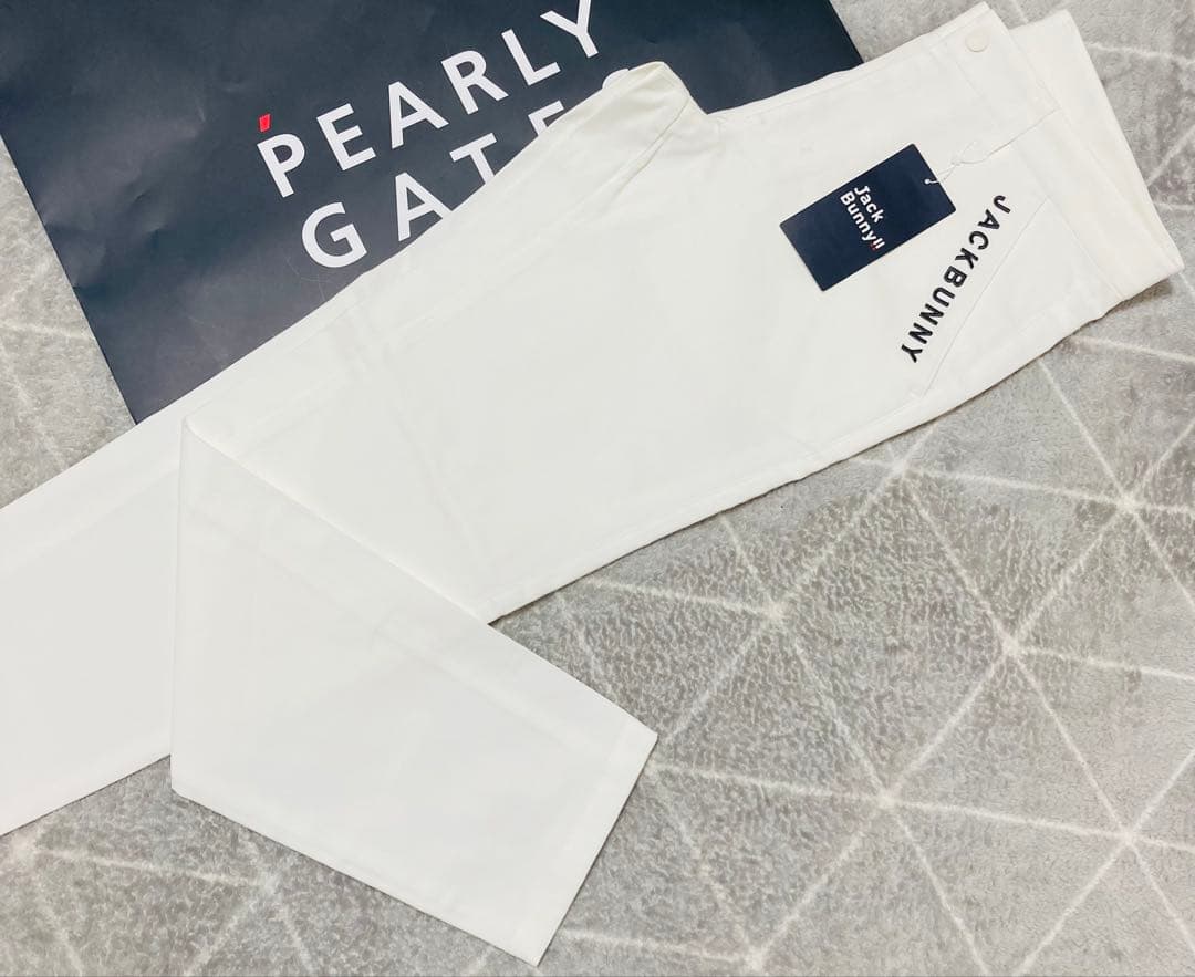 新品 パーリーゲイツ ジャックバニー 2WAYストレッチパンツ(5)サイズL/白