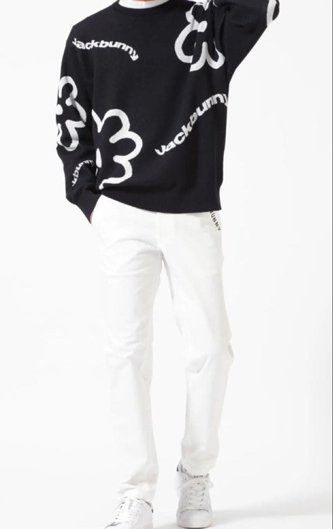 新品 パーリーゲイツ ジャックバニー 2WAYストレッチパンツ(5)サイズL/白