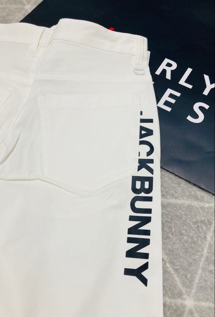 新品 パーリーゲイツ ジャックバニー 2WAYストレッチパンツ(5)サイズL/白