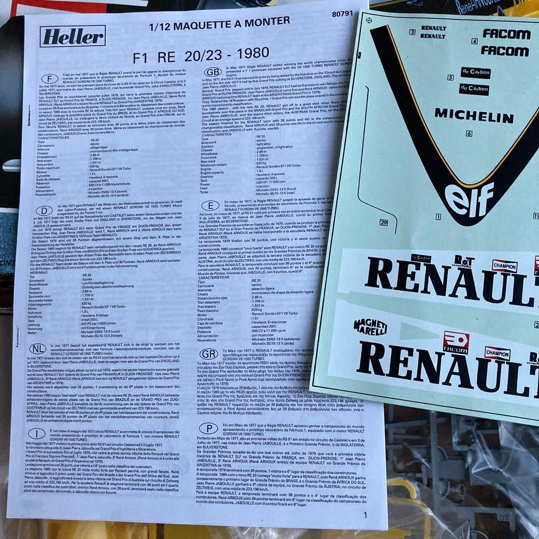 Heller 1/12 RENAULT ルノー F1 RE20/23 1980