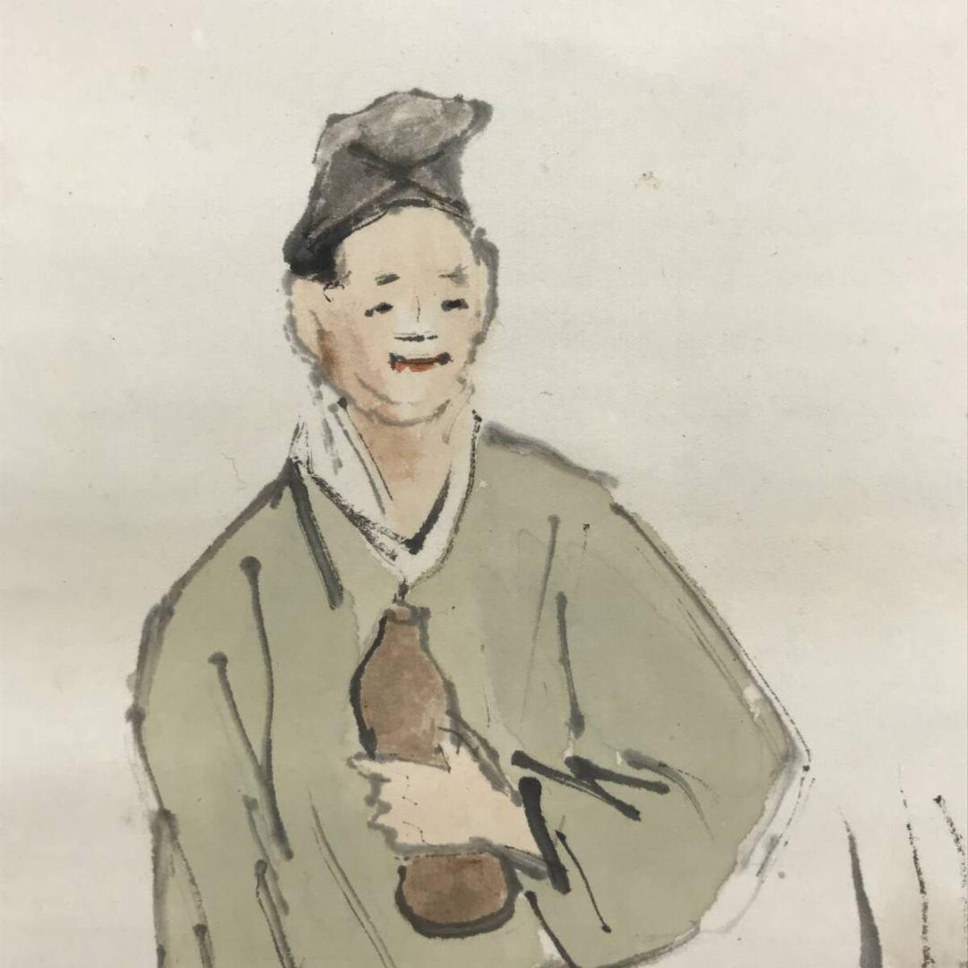 真作/藤井松山/養老滝図/霊泉図/掛軸/名家伝来/AK-712