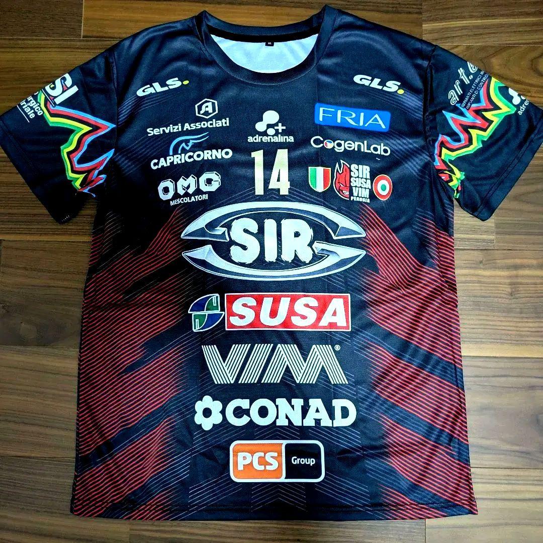 ★石川祐希 ペルージャ　黒ユニフォーム　ゲーム　シャツ　バレーボール　XL