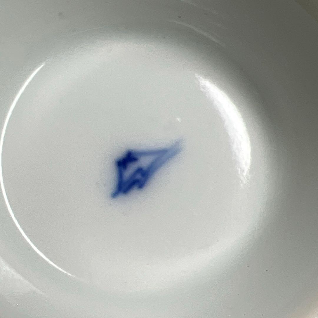 時代　深川製　染付三ツ盃　木箱付　直径11.6/9.6/7.9㎝