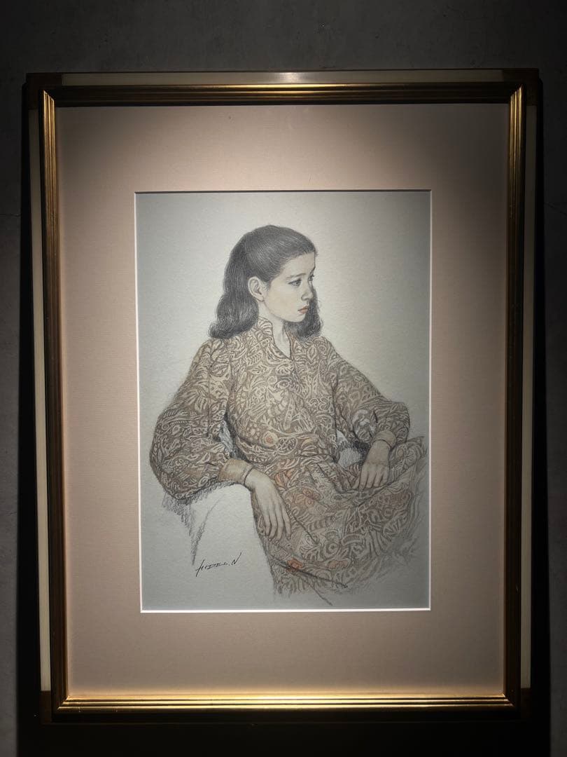 他の人発送×中村英夫【婦人像】パステル　水彩