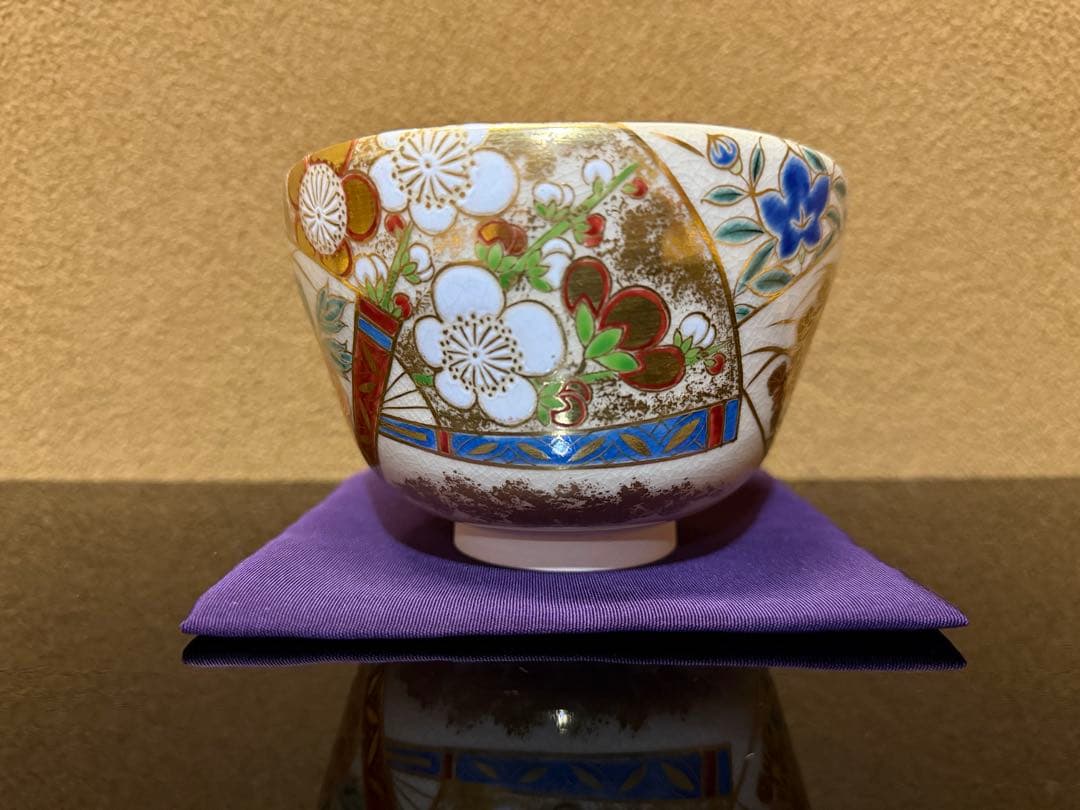 京焼　東山造　扇面茶碗　堀内宗完　書付