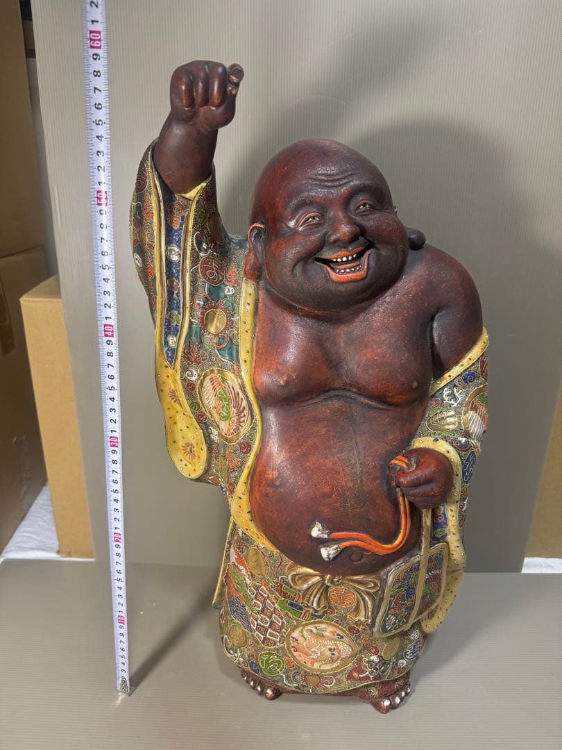 2306 九谷焼　布袋　縁起物 七福神 置物 特大　高60cm  神仏物 時代物