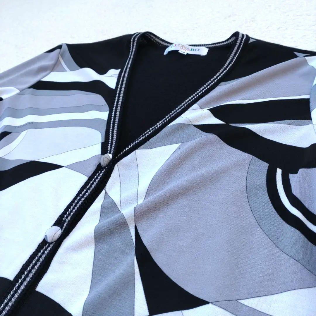 レオナールスポーツ　総柄　カーディガン　ニットコンビ　長袖　38　M