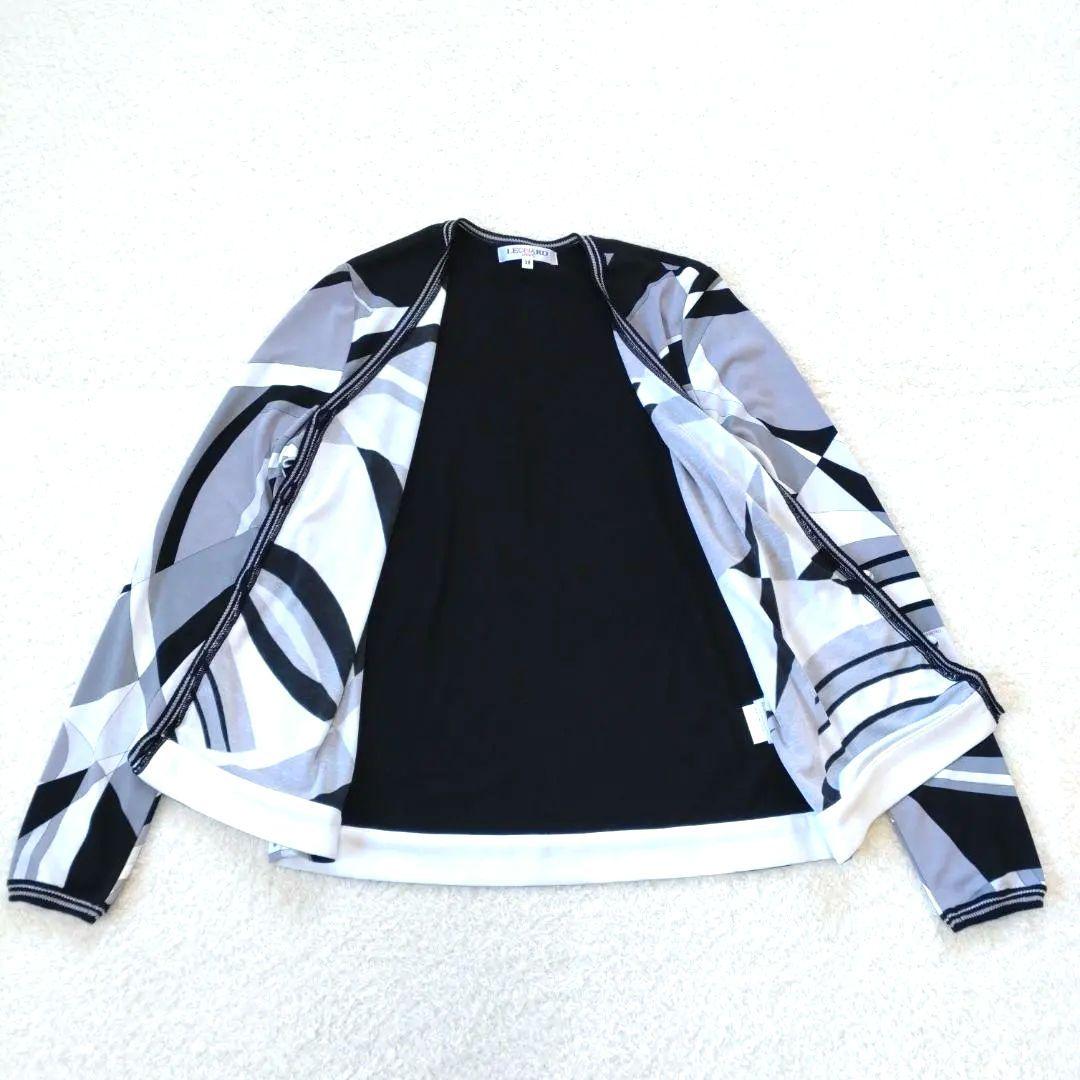 レオナールスポーツ　総柄　カーディガン　ニットコンビ　長袖　38　M