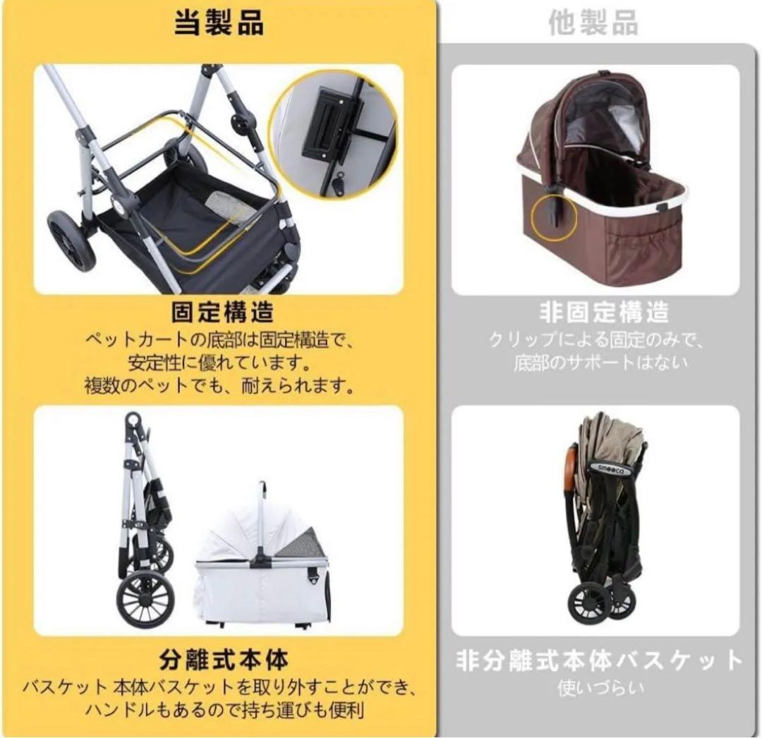 ペットカート 犬カート 折りたたみ 犬用カート 分離型 ４輪 耐荷重25kg 黒