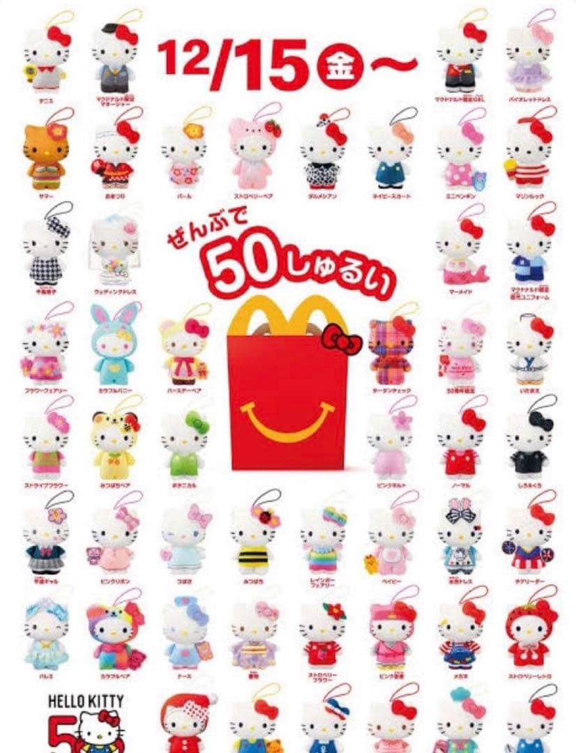 マクドナルド 50周年記念ハローキティ ハッピーセット フルコンプリートセット