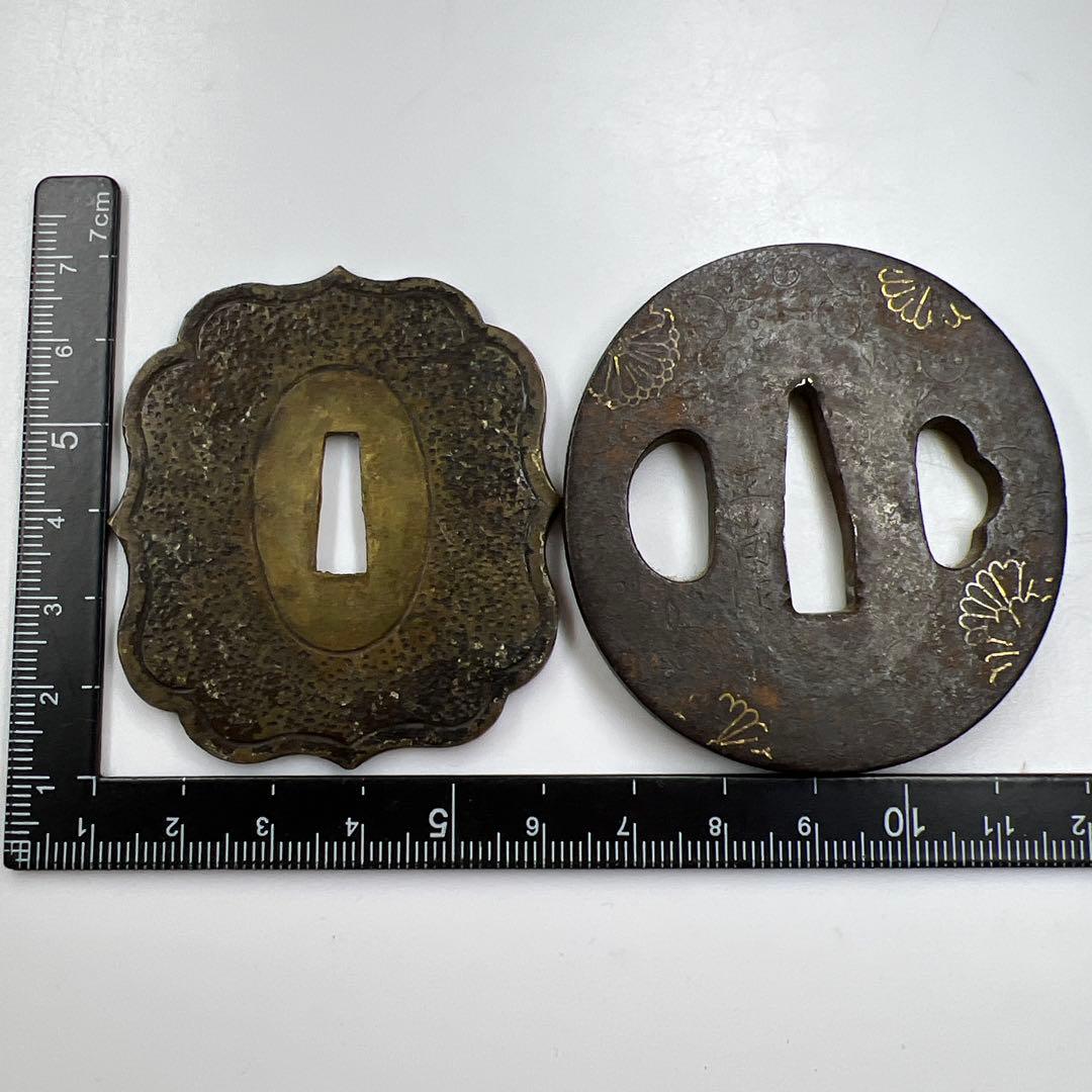 江戸時代　刀装具　金象嵌鍔2点　124g 東Y7-0820ア㉞