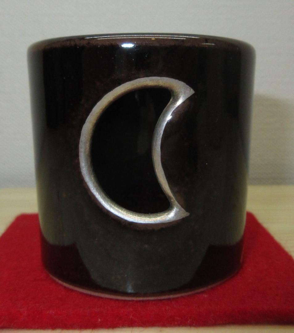 送料込【逢絢亭・新品】茶道具 蓋置 膳所焼 金彩 武蔵野の図 陽炎園 共箱入り