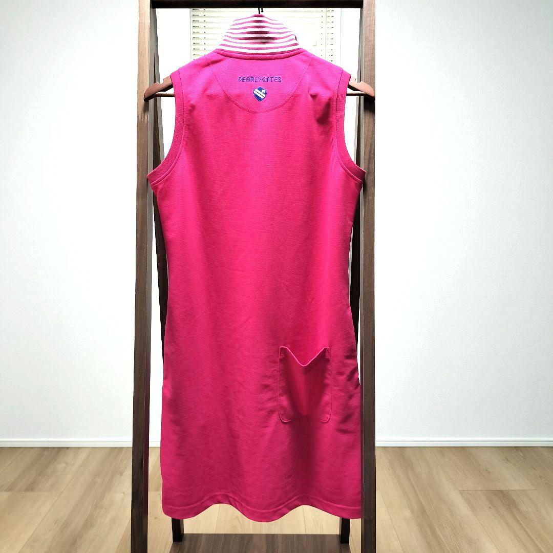 パーリーゲイツ　ノースリーブ　レディース　ピンク　ゴルフ　ワンピース ワッペン