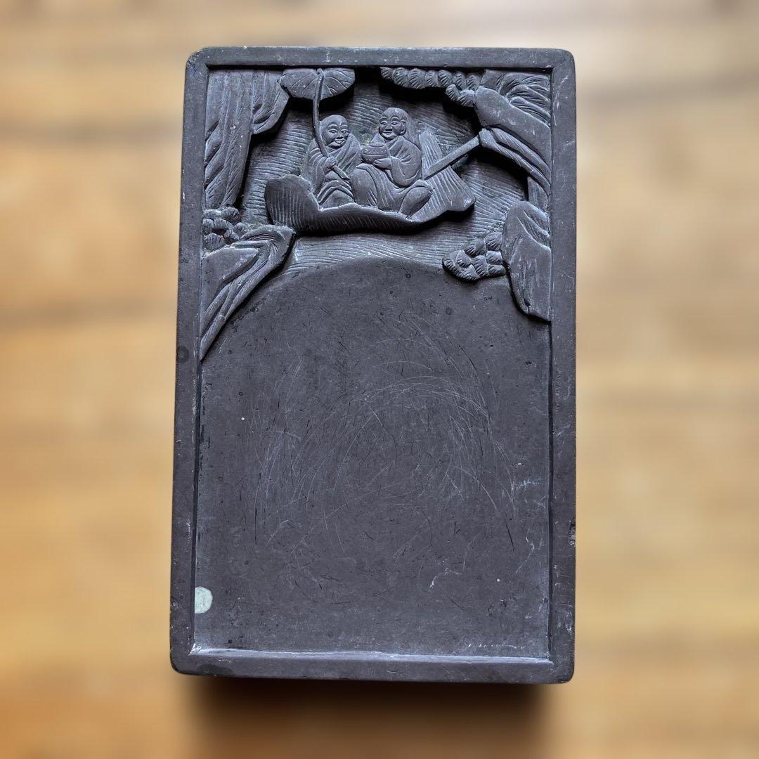 古硯　浮彫り美術品