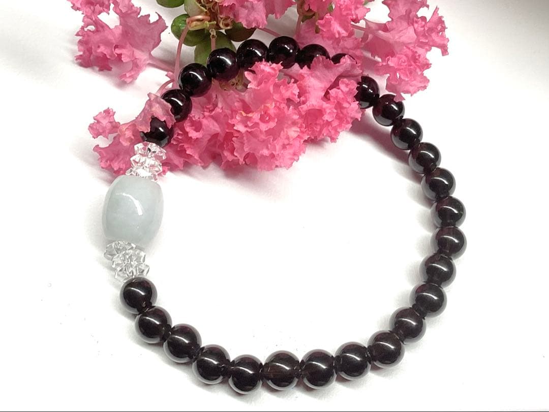 ✳お値段最安値‼️ 本物ブレスレット　糸魚川翡翠棗型&黒平スモーキークォーツ水晶