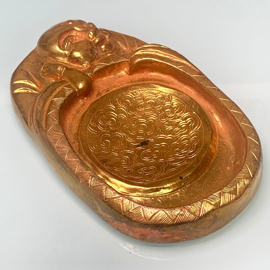 硯　鎏金硯 時代物　書道　文房具　インテリアに　飾り　量目688グラム