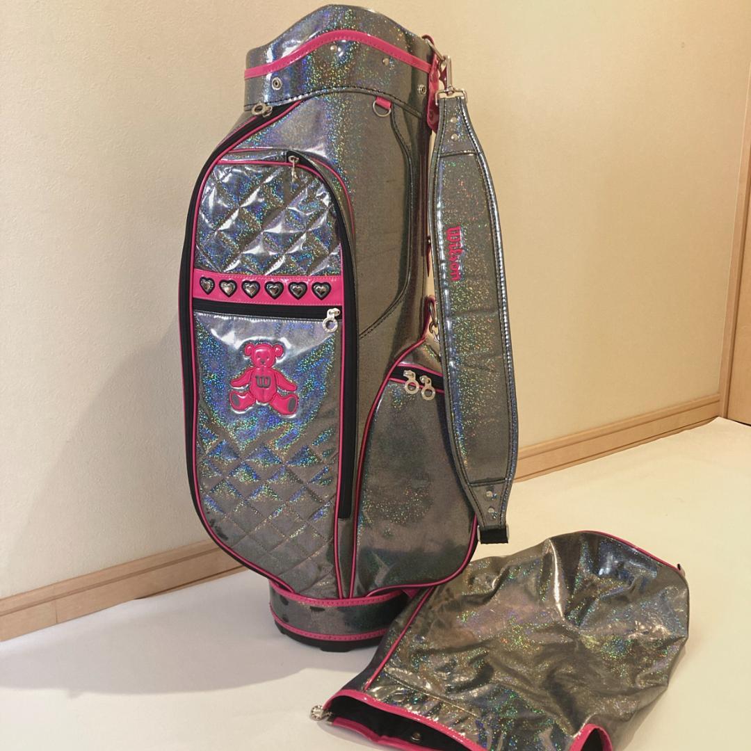 【みさこ】ウィルソン ゴルフ キャディバッグ シルバーラメ ピンク ハート