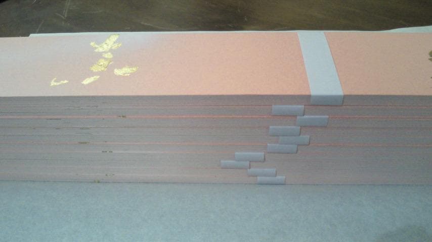 短冊　歌用　古代色ぼかし　朱　新品未使用