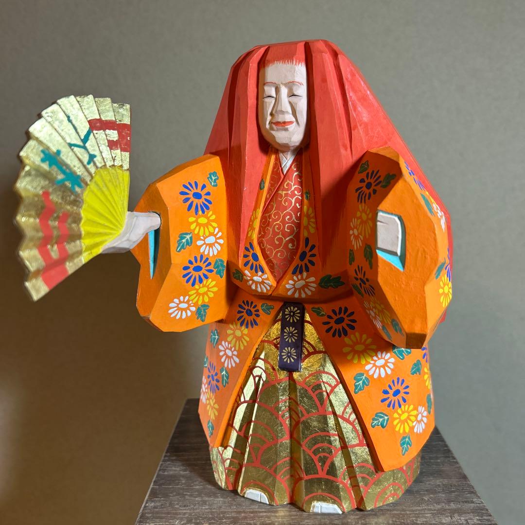 白鹿園 奈良人形一刀彫 染川宗進作 猩々 共箱付き