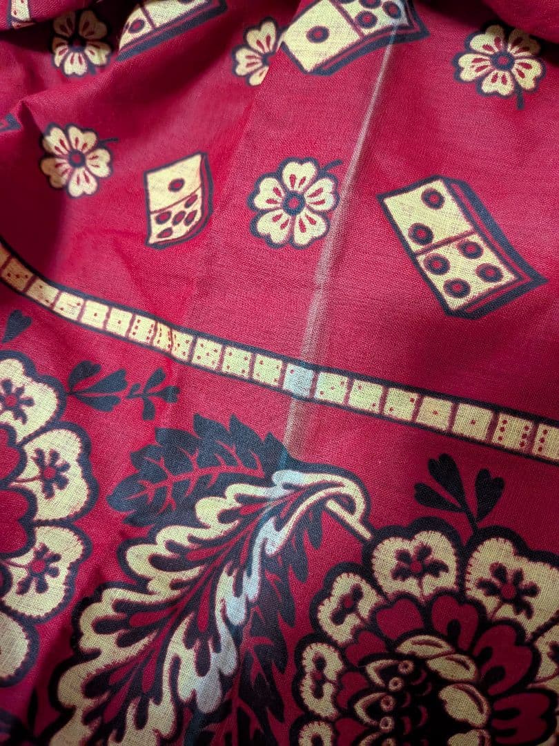 アンティーク　未裁断バンダナ　ダイス　フランス　1900s