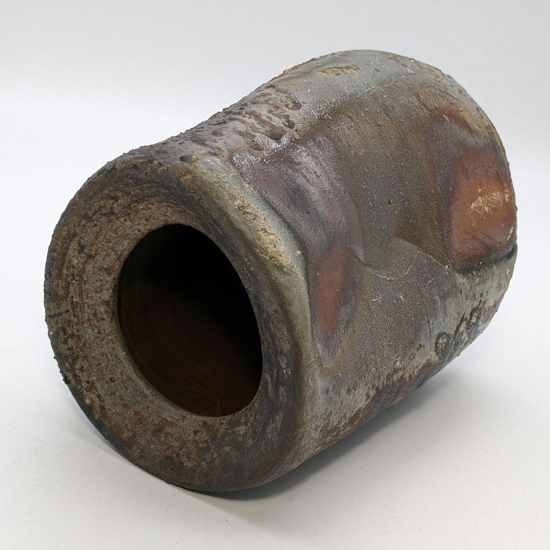 竹子窯 西川政彦 備前焼 窯変旅枕三角花入 花器 花瓶 フラワーベース 置物