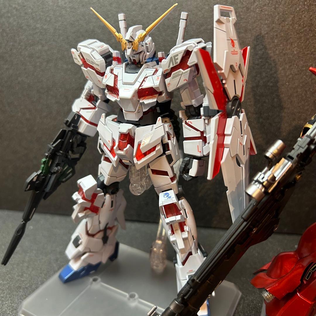 HG ユニコーン&シナンジュ　完成品　全塗装（パール）　ディテールアップパーツ