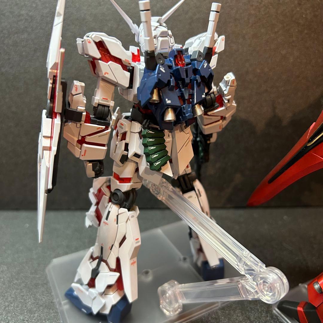 HG ユニコーン&シナンジュ　完成品　全塗装（パール）　ディテールアップパーツ