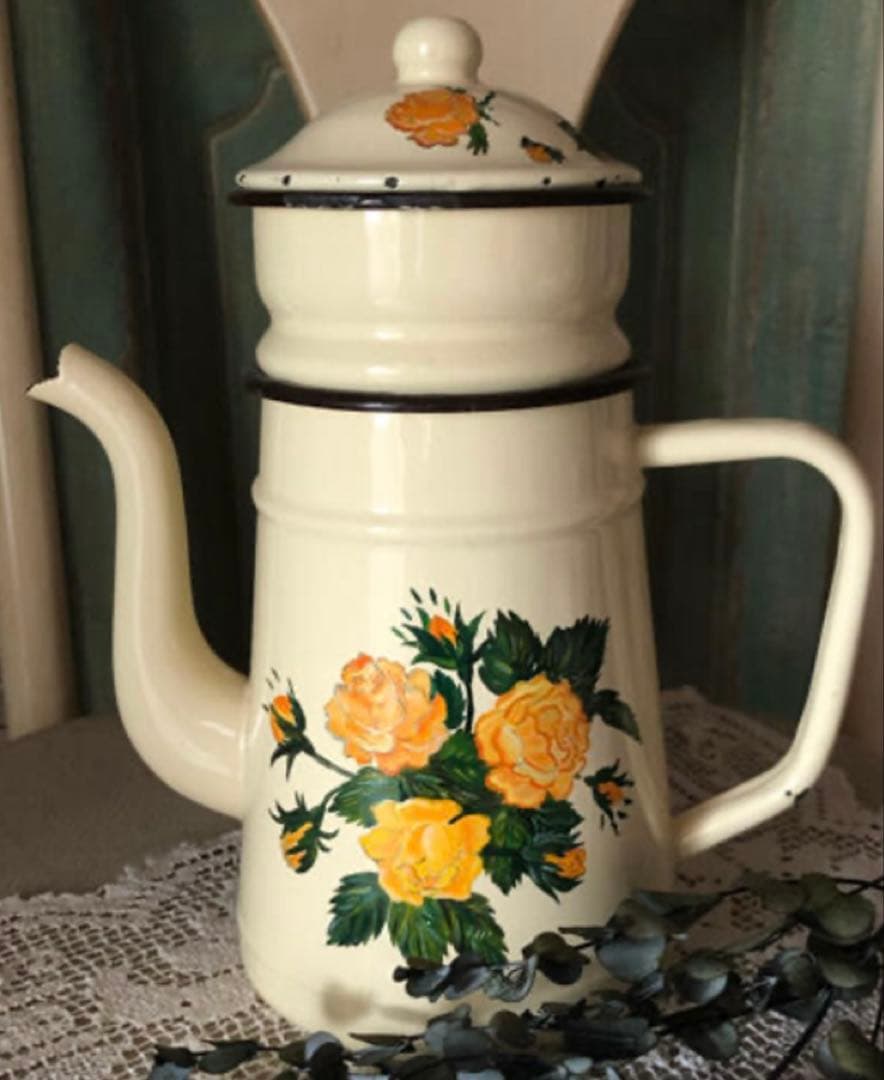 イギリスアンティークホーローポットピッチャー