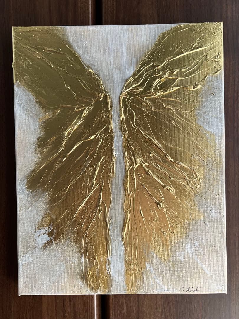 インテリア/絵画/アート/抽象画/モダン/ホテル/ホワイト/ゴールド/羽